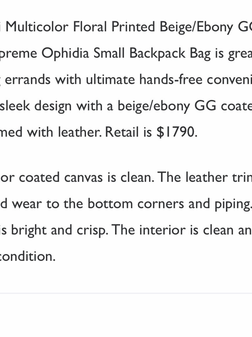 Gucci Beige Floral GG Supreme Mini Backpack with Red and Green Web - Picture 3 of 9
